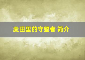 麦田里的守望者 简介